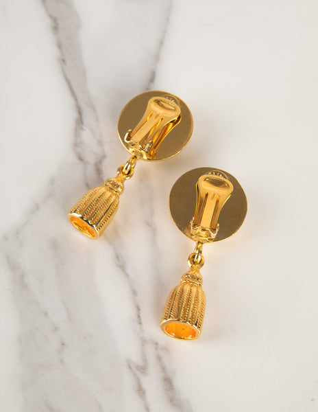 Celine Vintage 1992 Golden Dangling Tassel Earrings