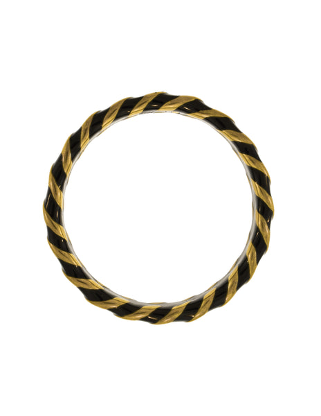 Chanel Vintage AW 1997 Black Enamel and Brass Chain Bangle Bracelet
