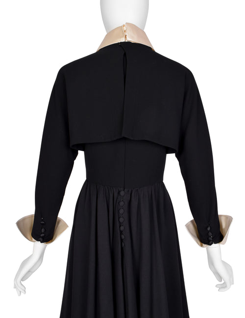Chanel Vintage AW 1991 Black Wool and Silk Dress with Ivory Silk Colla –  Amarcord Vintage Fashion
