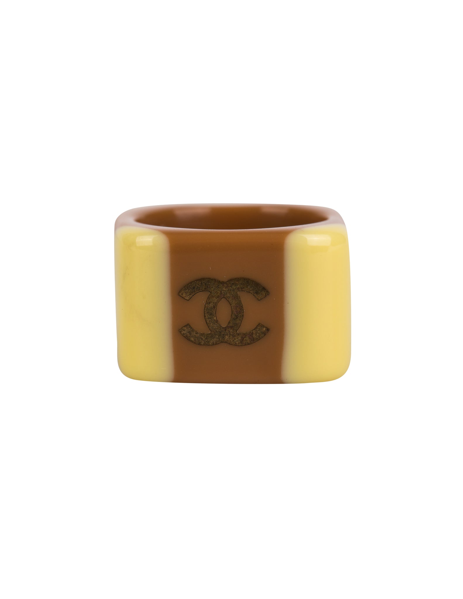 Chanel Vintage AW 2001 Butterscotch Colorblock CC Logo Ring