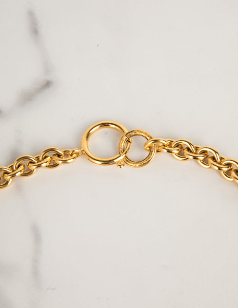 Chanel Vintage SS 1994 Gold Plated CC Logo Pendant Chain Necklace