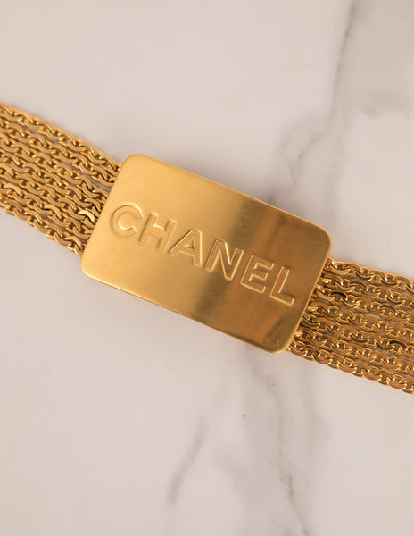 Chanel Vintage AW 1996 Golden Plaque Buckle Multi-Chain Belt