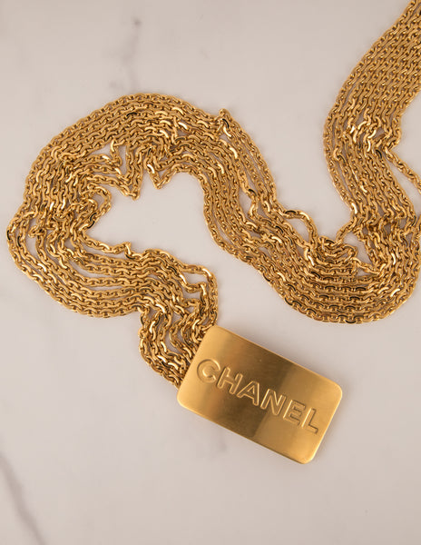 Chanel Vintage AW 1996 Golden Plaque Buckle Multi-Chain Belt