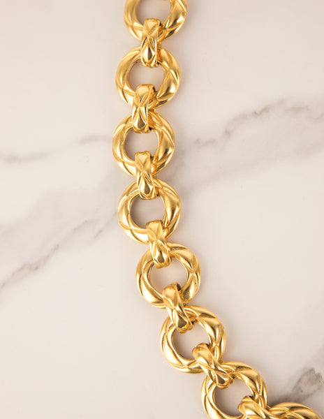 Chanel Vintage 1980s Golden Matelasse Chain Necklace