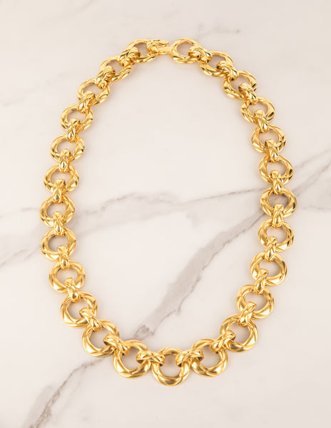 Chanel Vintage 1980s Golden Matelasse Chain Necklace