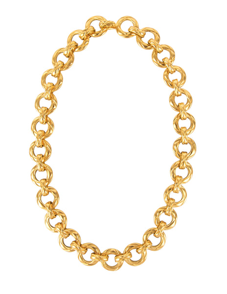 Chanel Vintage 1980s Golden Matelasse Chain Necklace