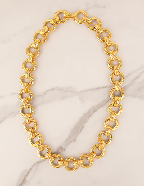 Chanel Vintage 1980s Golden Matelasse Chain Necklace