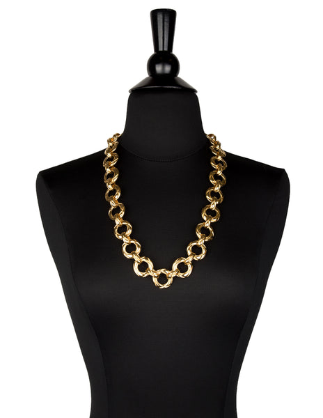 Chanel Vintage 1980s Golden Matelasse Chain Necklace