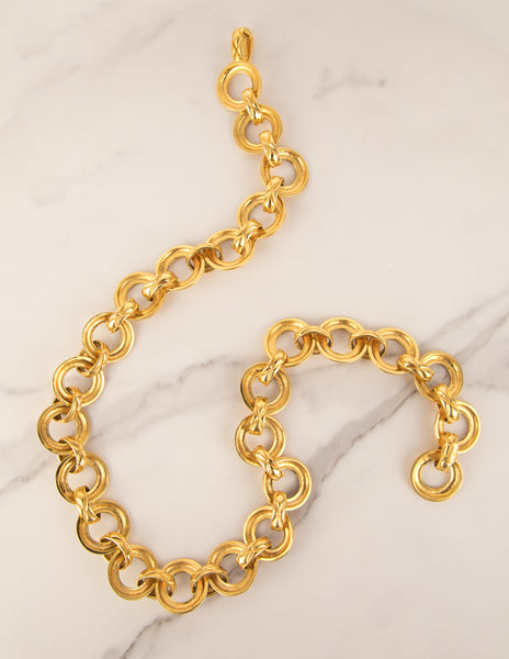 Chanel Vintage 1980s Golden Matelasse Chain Necklace