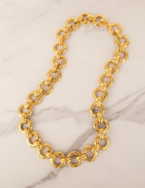 Chanel Vintage 1980s Golden Matelasse Chain Necklace