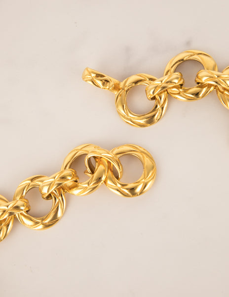 Chanel Vintage 1980s Golden Matelasse Chain Necklace