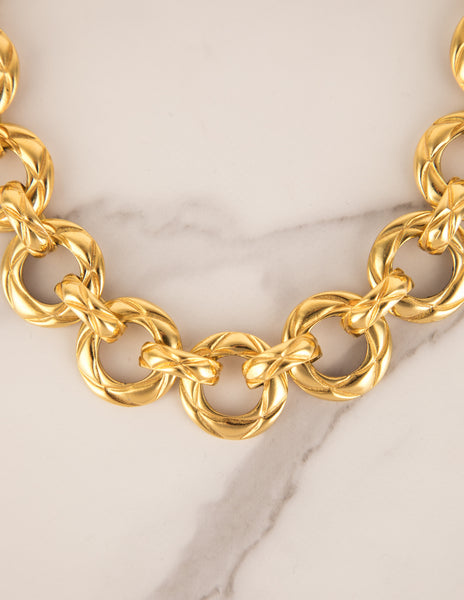 Chanel Vintage 1980s Golden Matelasse Chain Necklace