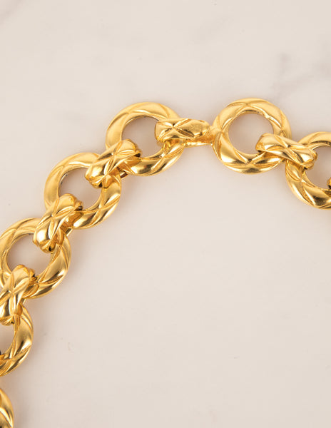 Chanel Vintage 1980s Golden Matelasse Chain Necklace
