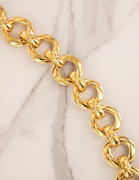 Chanel Vintage 1980s Golden Matelasse Chain Necklace
