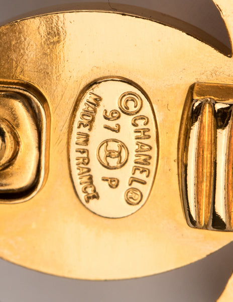 Chanel Vintage SS 1997 Iconic Golden CC Logo Turnlock Earrings