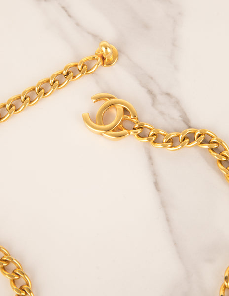 Chanel Vintage SS 1996 Iconic Golden CC Logo Turnlock Pendant Necklace