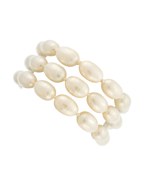 Chanel Vintage SS 1996 Gripoix Flower and Baroque Pearl Three Row Bracelet