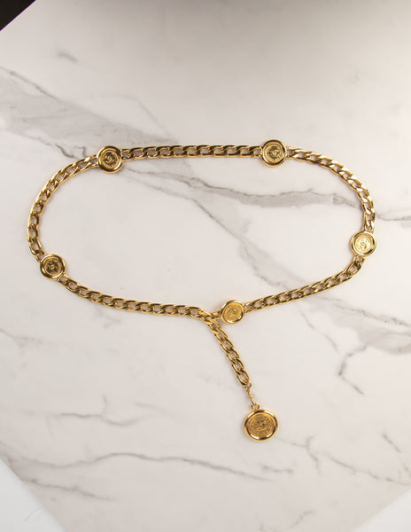 Chanel Vintage AW 1994 Golden CC Logo Coin Medallion Chain Belt
