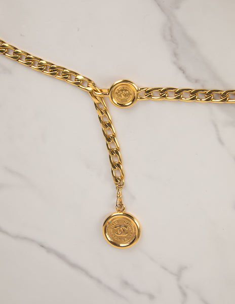 Chanel Vintage AW 1994 Golden CC Logo Coin Medallion Chain Belt
