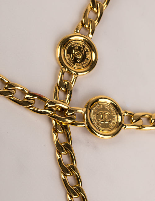 Chanel Vintage AW 1994 Golden CC Logo Coin Medallion Chain Belt