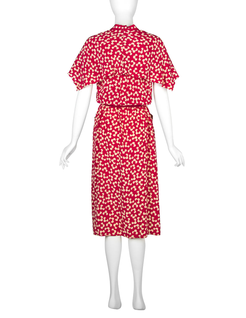 Chloe by Karl Lagerfeld Vintage SS 1984 Red and Cream Floral Silk Dres – Amarcord Vintage Fashion