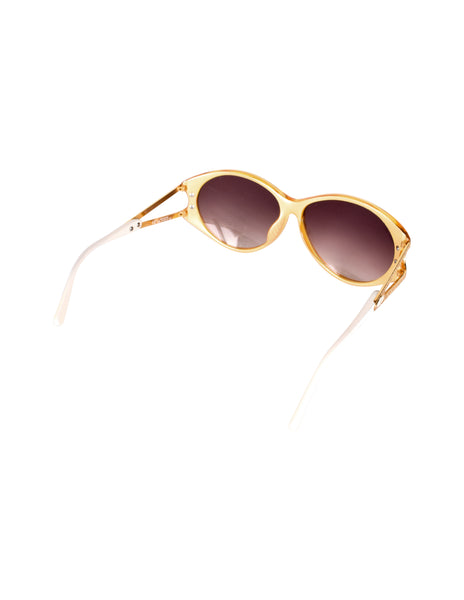 Christian Dior Vintage Yellow Orange Amber Marbled Golden Cannage 2763 Sunglasses
