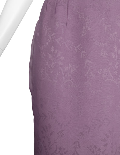Christian Dior by John Galliano Vintage SS 1998 'In a Boudoir Mood' Spectacular Dusty Lavender Silk Damask Satin Chiffon Trained Evening Gown