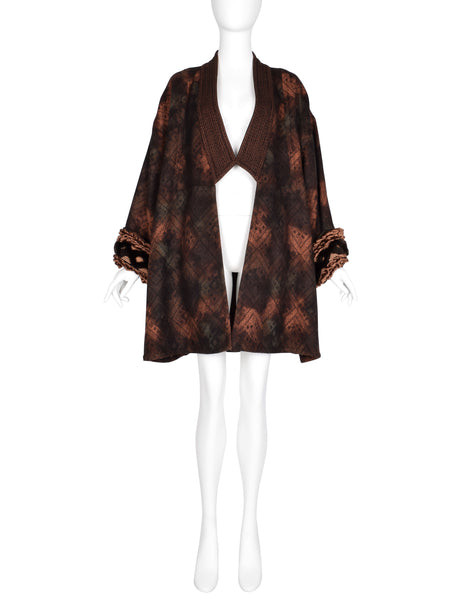 Christian Lacroix Vintage AW 1994 Autumnal Patterned Oversized Wool Coat