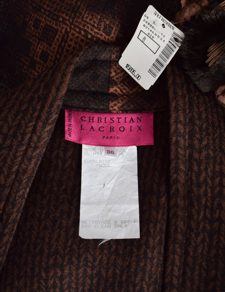 Christian Lacroix Vintage AW 1994 Autumnal Patterned Oversized Wool Coat