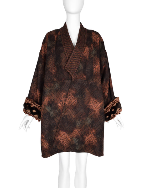 Christian Lacroix Vintage AW 1994 Autumnal Patterned Oversized Wool Coat