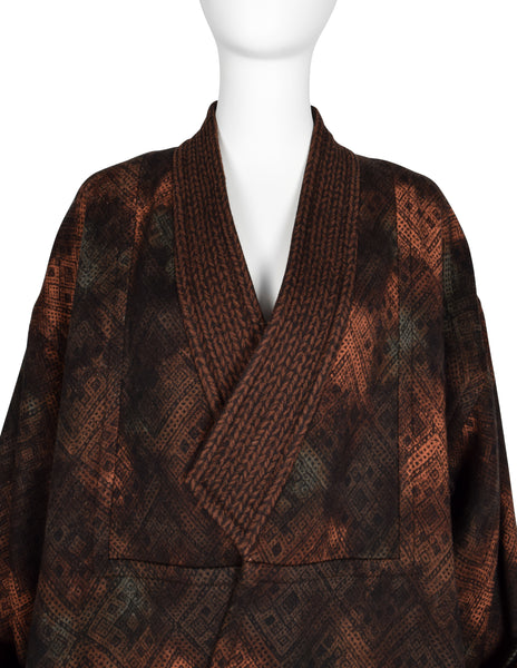 Christian Lacroix Vintage AW 1994 Autumnal Patterned Oversized Wool Coat