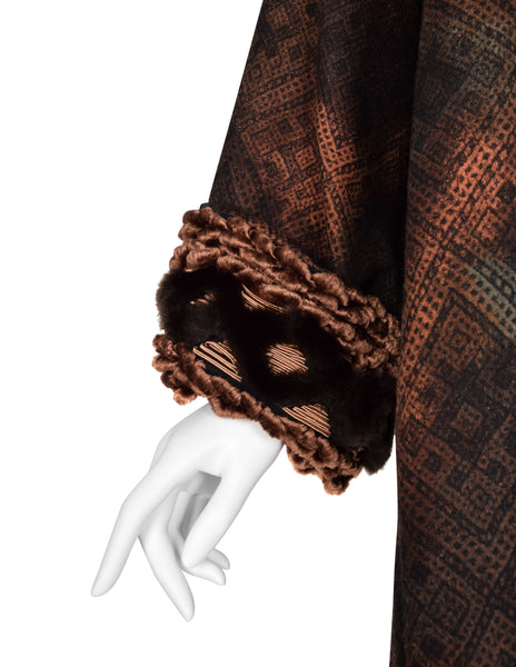 Christian Lacroix Vintage AW 1994 Autumnal Patterned Oversized Wool Coat