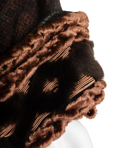 Christian Lacroix Vintage AW 1994 Autumnal Patterned Oversized Wool Coat