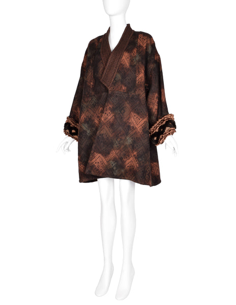 Christian Lacroix Vintage AW 1994 Autumnal Patterned Oversized Wool Coat