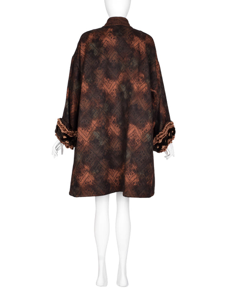 Christian Lacroix Vintage AW 1994 Autumnal Patterned Oversized Wool Coat