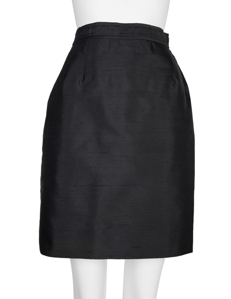 Christian Lacroix Vintage SS 1994 Vampy Black Silk Mini Skirt Suit
