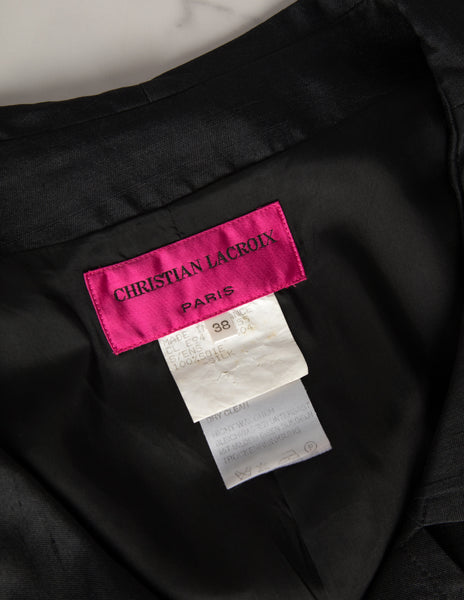 Christian Lacroix Vintage SS 1994 Vampy Black Silk Mini Skirt Suit