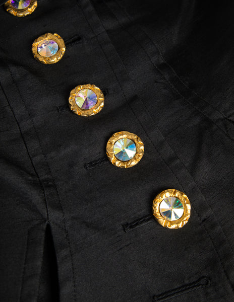 Christian Lacroix Vintage SS 1994 Vampy Black Silk Mini Skirt Suit