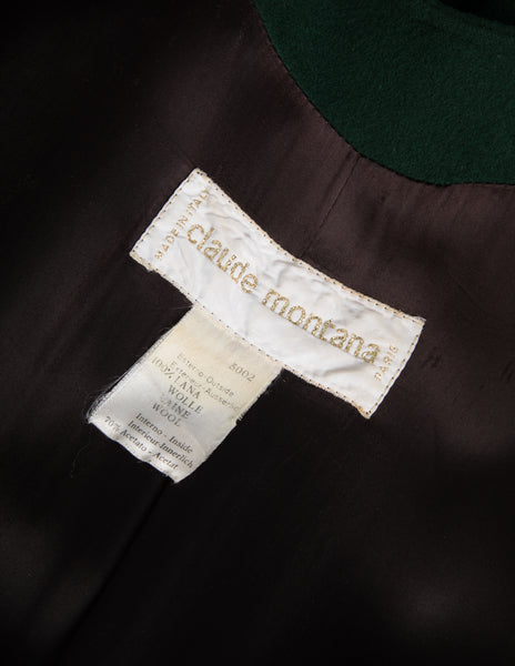 Claude Montana Vintage AW 1987 Green Split Front Coat