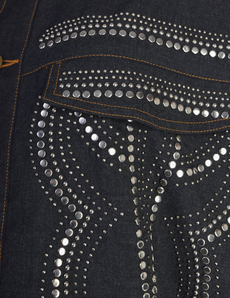 CLOSED by Marithe + Francois Girbaud Vintage 1980s Original Studded Oversized Dark Denim Jacket