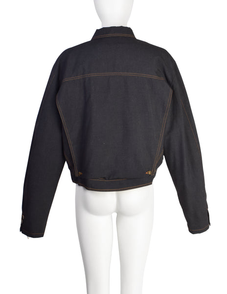 CLOSED by Marithe + Francois Girbaud Vintage 1980s Original Studded Oversized Dark Denim Jacket