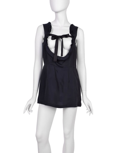 Comme des Garcons Vintage SS 2002 Black Sleeveless Ribbon Tie Top