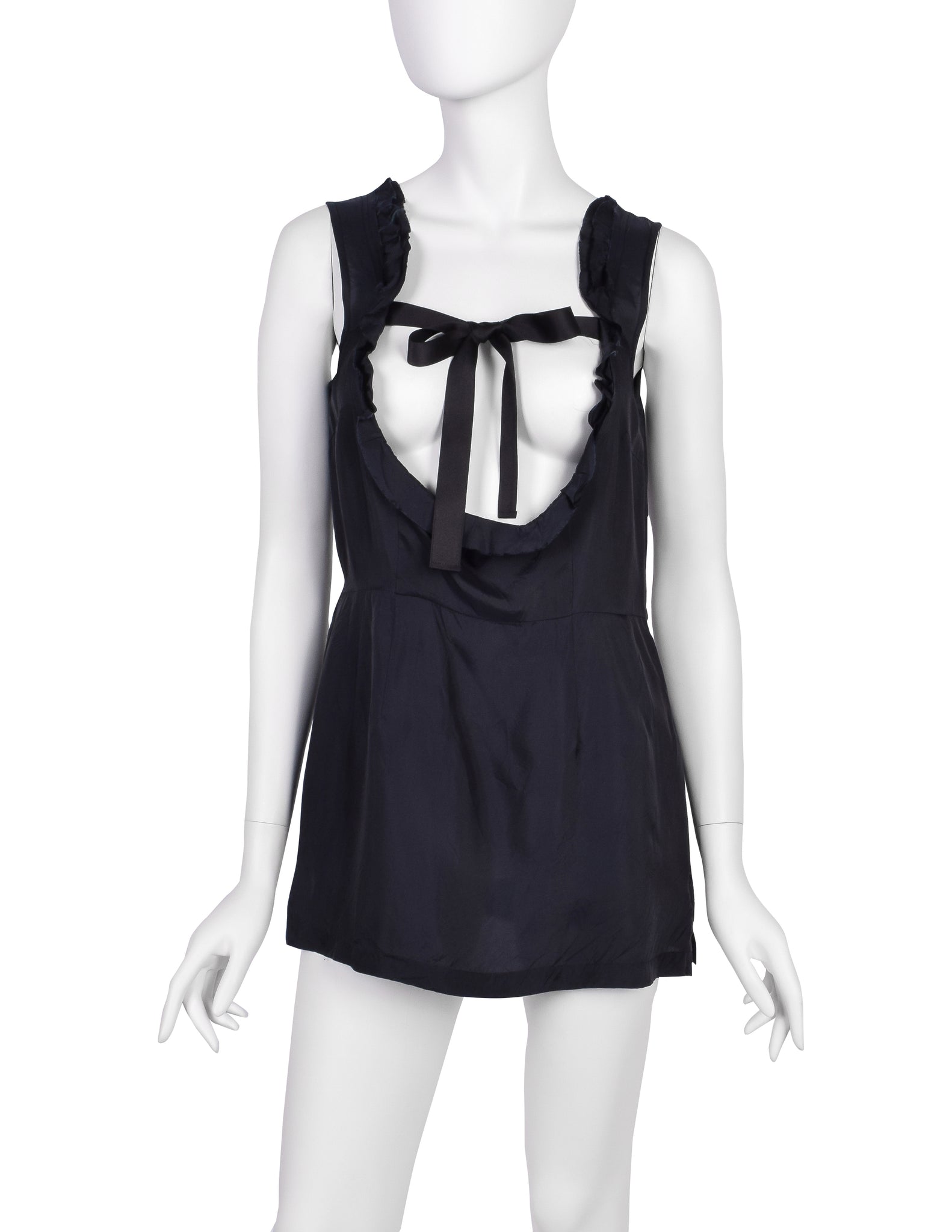 Comme des Garcons Vintage SS 2002 Black Sleeveless Ribbon Tie Top