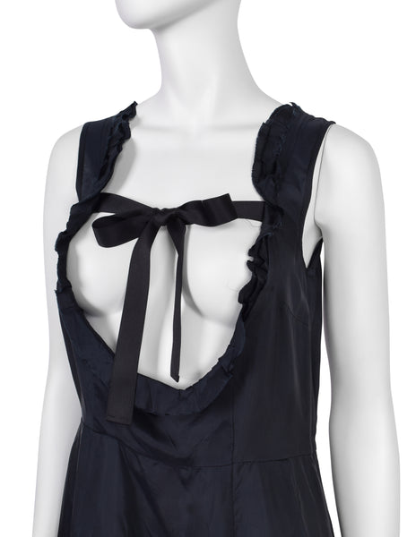 Comme des Garcons Vintage SS 2002 Black Sleeveless Ribbon Tie Top