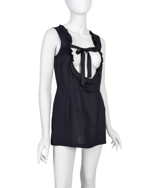 Comme des Garcons Vintage SS 2002 Black Sleeveless Ribbon Tie Top