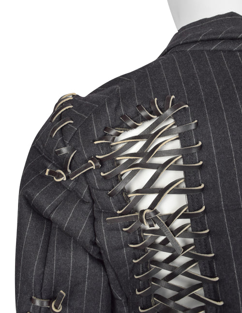 Comme des Garcons Vintage SS 2005 Charcoal Grey Leather Lace Up