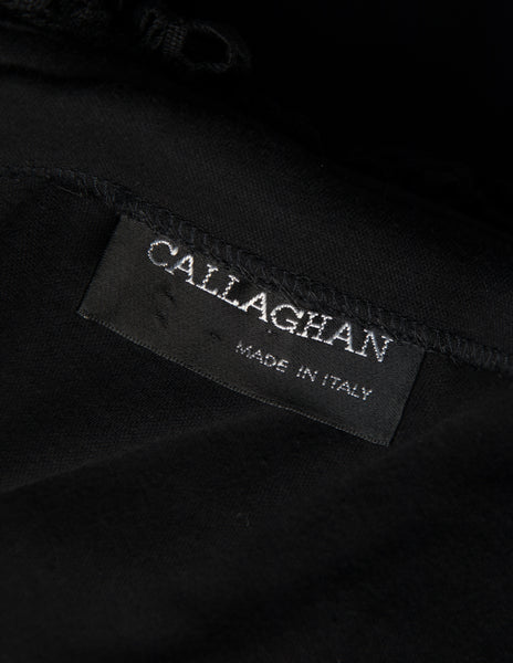 Callaghan by Romeo Gigli Vintage SS 1990 Black Cotton Ruffle Lace One Shoulder Crop Top