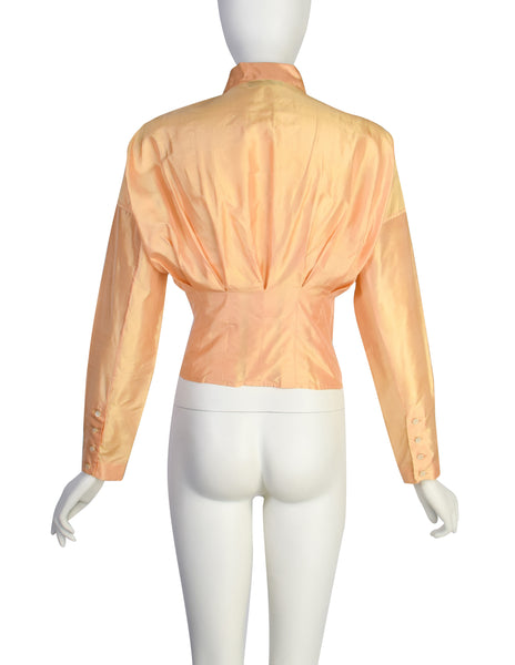 Callaghan by Romeo Gigli Vintage SS 1987 Orange Sherbet Iridescent Silk Top