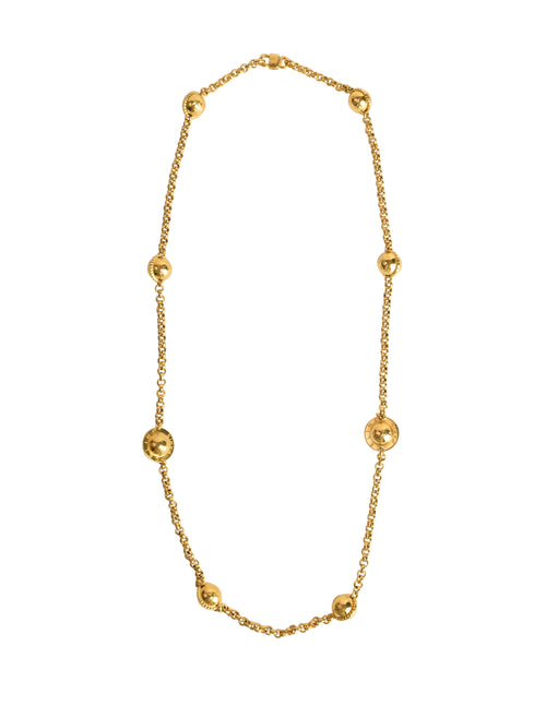 Celine Vintage 1990 Gold Star Orb Globe Charm Chain Sautoir