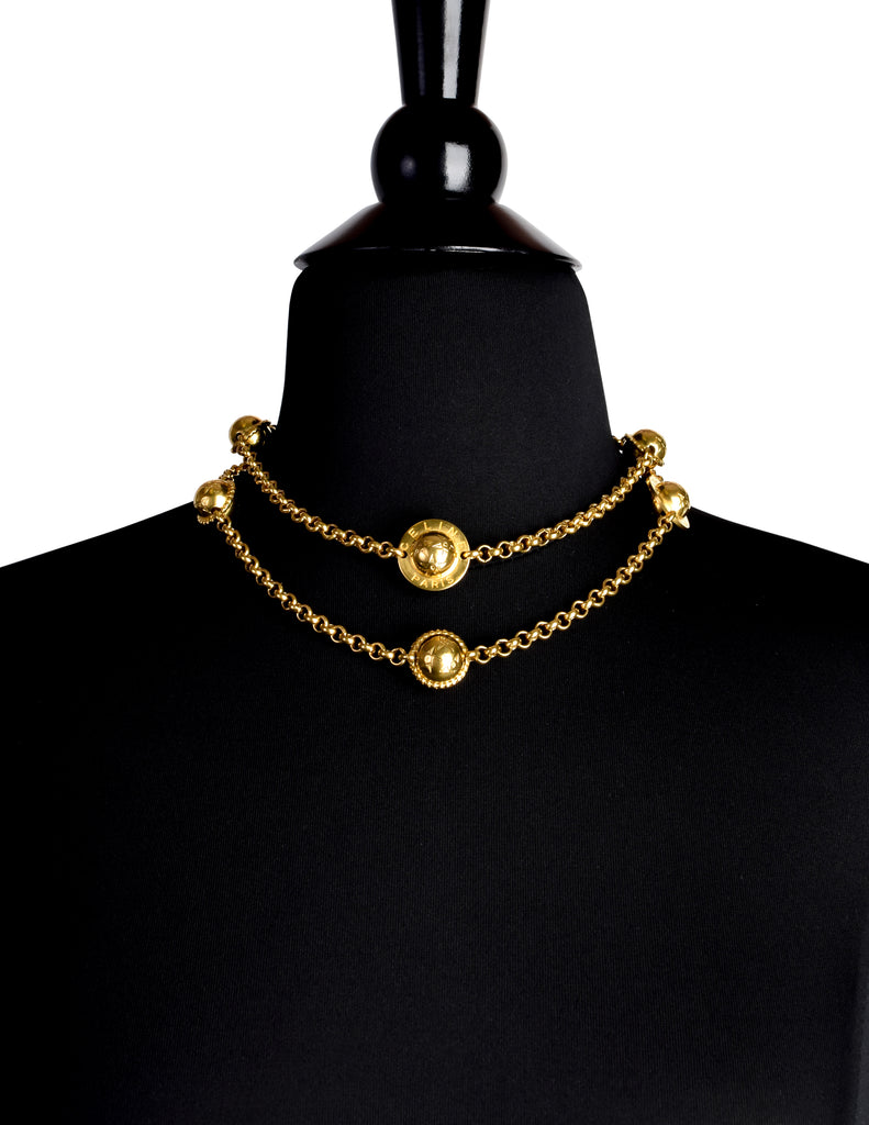Celine Vintage 1990 Gold Star Orb Globe Charm Chain Sautoir Necklace –  Amarcord Vintage Fashion